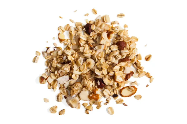 Granola from above isolated on white background