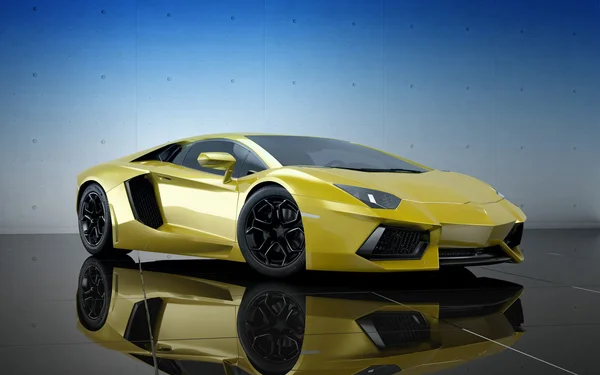 Carro esporte amarelo — Fotografia de Stock