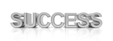 Gümüş kelime başarı 3d illüstrasyon.