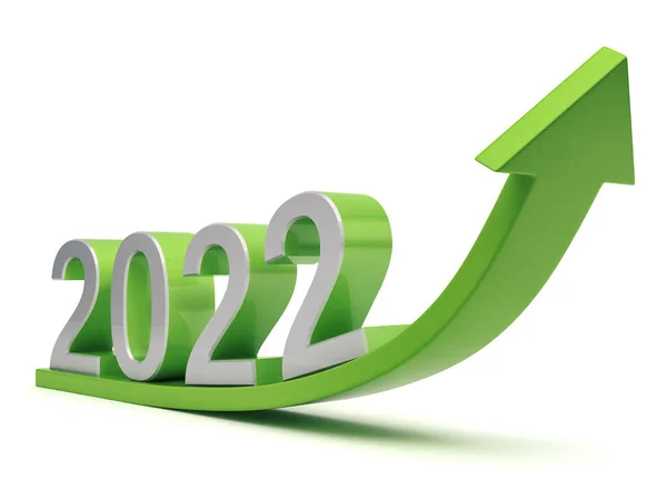 2022年成長コンセプト 2022 3D矢印が上にカーブ — ストック写真