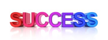 Kelime başarısı 3D renkli harflerle yazıldı.