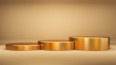 Soyut altın podyum arka plan 3D illüstrasyon