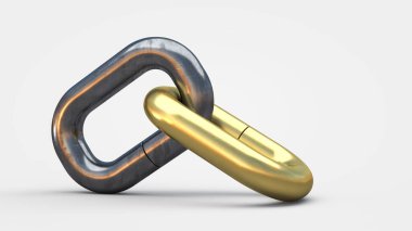 Metal zincir halkalar. Takım çalışması ortaklığı 3D yorumlama kavramı