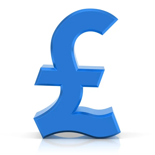 Kék Font Jel Pound Valuta Szimbólum Elszigetelt Fehér Háttér — Stock Fotó