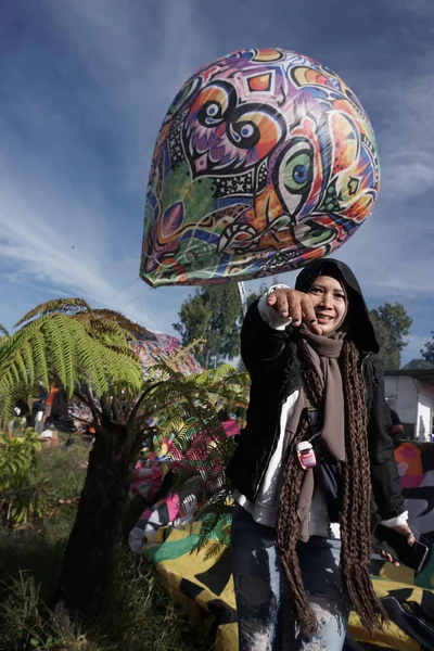 Bromo Indonezja Czerwiec 2022 Balon Ogrzane Powietrze Jest Typową Sztuką — Zdjęcie stockowe
