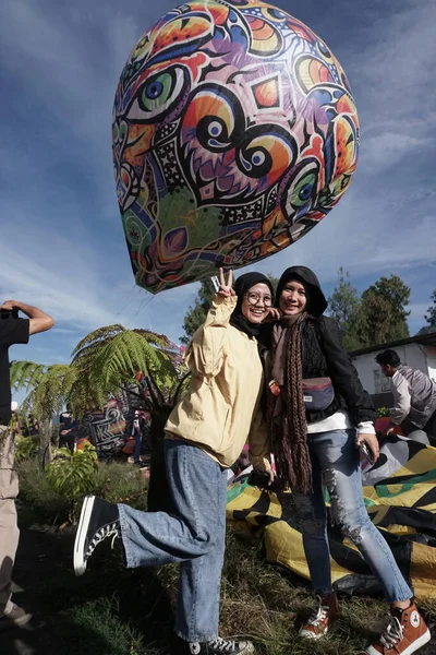 Bromo Indonezja Czerwiec 2022 Balon Ogrzane Powietrze Jest Typową Sztuką — Zdjęcie stockowe