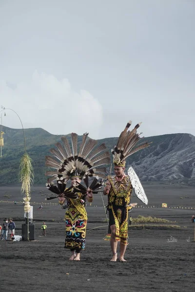 Bromo Indonesien Juni 2022 Burung Enggang Dance Typisk Dans Dayak — Stockfoto