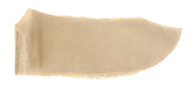 Beyaz izole arkaplan üzerinde kahverengi kağıt parçası