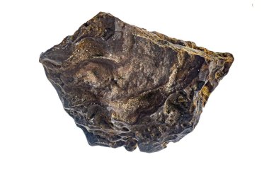 Beyaz izole bir zemin üzerinde kahverengi volkanik taş