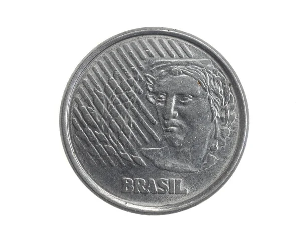 Brazil Fifty Centavos Coin White Isolated Background — Stock Photo, Image