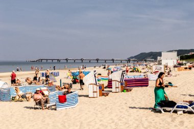 Miedzyzdroje, Polonya - 06.09.2021 - Miedzyzdroje plajı