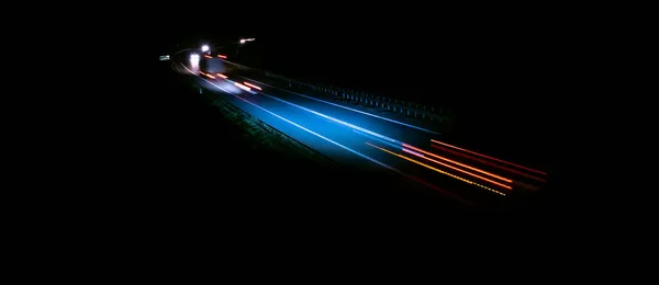 Ночью Красные Автомобильные Фары Длительное Воздействие — стоковое фото