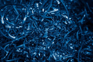 Mavi çelik talaşları ve görünür detaylar. arkaplan veya doku