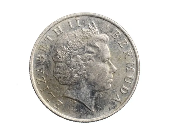 Бермудські Монети Номіналом Центів Білому Ізольованому Тлі — стокове фото