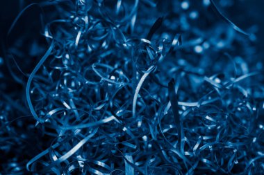 Mavi çelik talaşları ve görünür detaylar. arkaplan veya doku