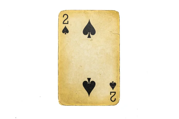 Old Dirty Poker Card Isolated White — Stock Photo, Image