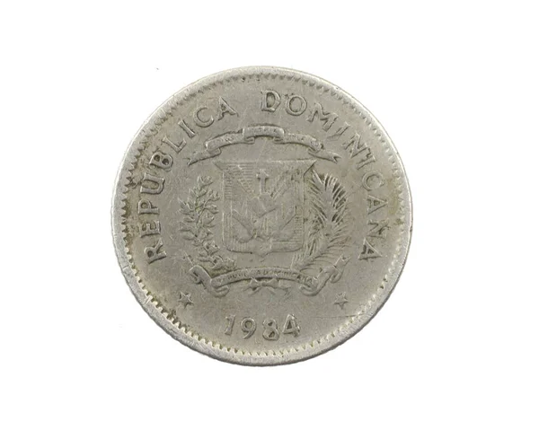 República Dominicana Dez Centavos Moeda Fundo Isolado Branco — Fotografia de Stock