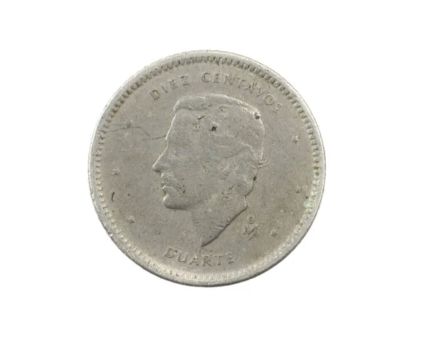 Δομινικανή Δημοκρατία Δέκα Centavos Νόμισμα Λευκό Απομονωμένο Φόντο — Φωτογραφία Αρχείου