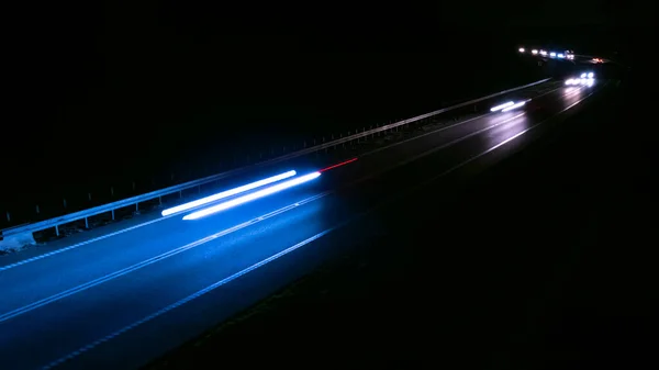 Ночью Красные Автомобильные Фары Длительное Воздействие — стоковое фото