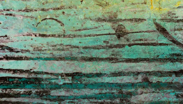 Copper Plate Covered Blue Patina — Stock Photo, Image