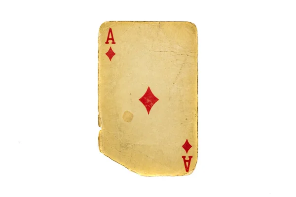 Old Dirty Poker Card Isolated White — Stock Photo, Image