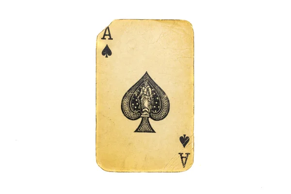 Eski Kirli Poker Kartı Beyaza Izole Edilmiş — Stok fotoğraf