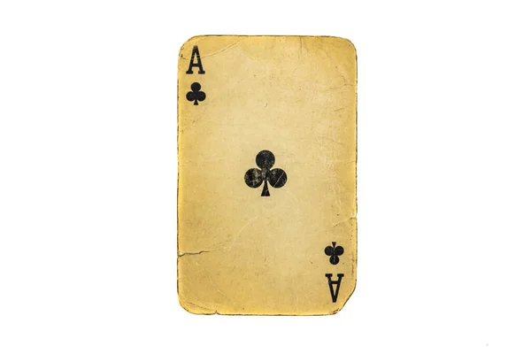Vecchia Carta Sporca Poker Isolato Bianco — Foto Stock