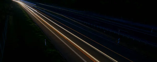 Lights Moving Cars Night Long Exposure — Stock Photo, Image