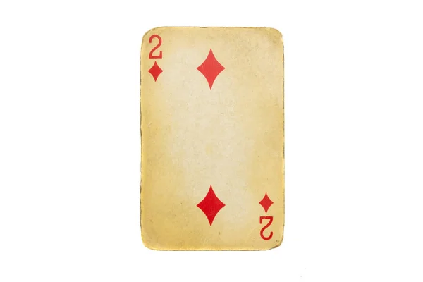 Oude Vuile Poker Kaart Geïsoleerd Wit — Stockfoto
