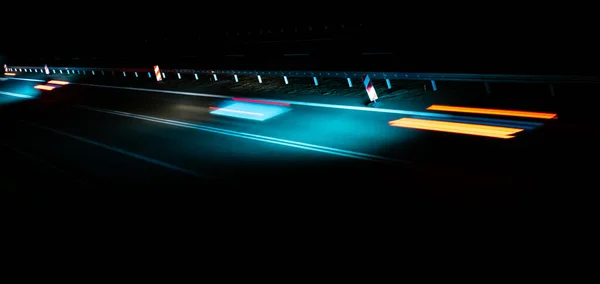 Lights Moving Cars Night Long Exposure — Stock Photo, Image