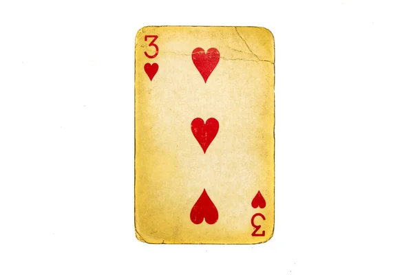 Régi Piszkos Póker Kártya Elszigetelt Fehér — Stock Fotó