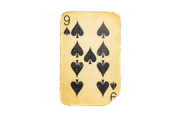 Старая Грязная Карта Покер Изолированы Белом — стоковое фото