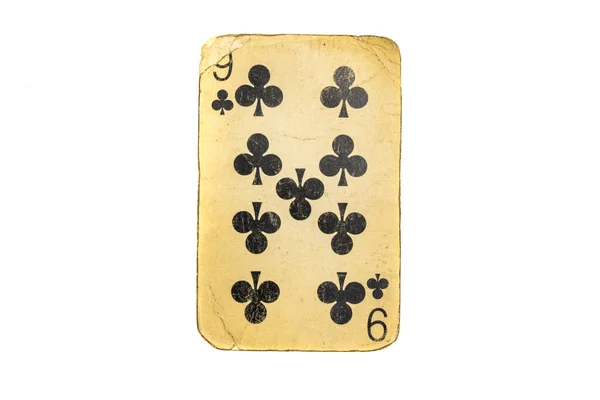 Vieille Carte Poker Sale Isolé Sur Blanc — Photo