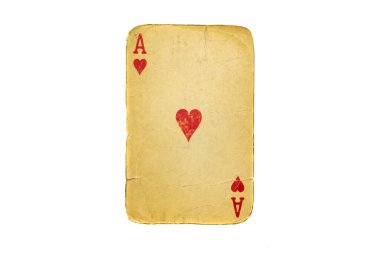 Eski kirli poker kartı beyaza izole edilmiş.