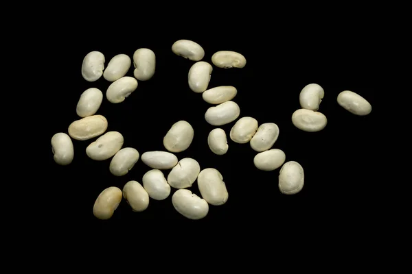 White Beans Black Isolated Background — Stock Photo, Image