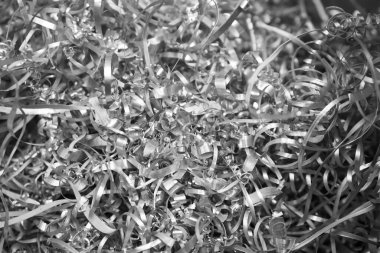 Gümüş çelik talaşları ve görünür detaylar. arkaplan veya doku