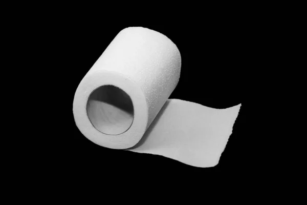 White Toilet Paper Black Isolated Background — 图库照片