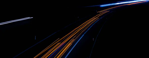 Lights Cars Night Long Exposure — Stock Photo, Image