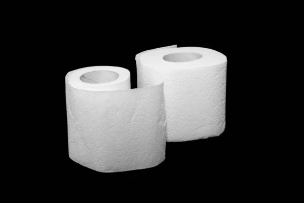 Wit Toiletpapier Een Zwarte Geïsoleerde Achtergrond — Stockfoto