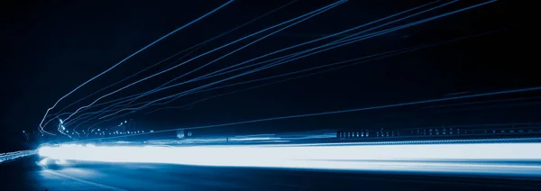 Blue Car Lights Night Long Exposure — Stock Photo, Image