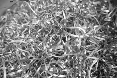 Gümüş çelik talaşları ve görünür detaylar. arkaplan veya doku