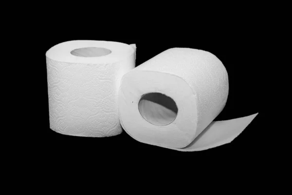 Wit Toiletpapier Een Zwarte Geïsoleerde Achtergrond — Stockfoto