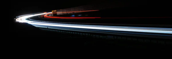 Lights Cars Night Long Exposure — Stock Photo, Image