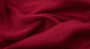 İlginç desenli kırmızı pamuk kumaş.