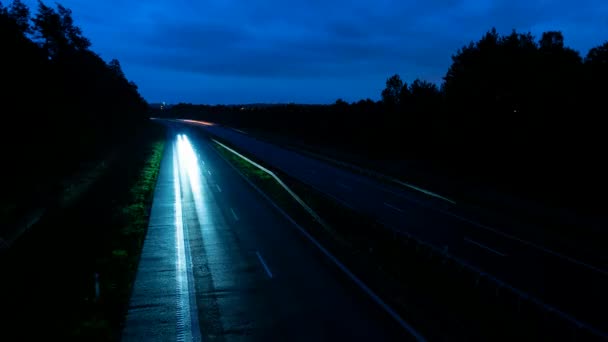 Lampu Mobil Dengan Malam Lama Terpapar — Stok Video