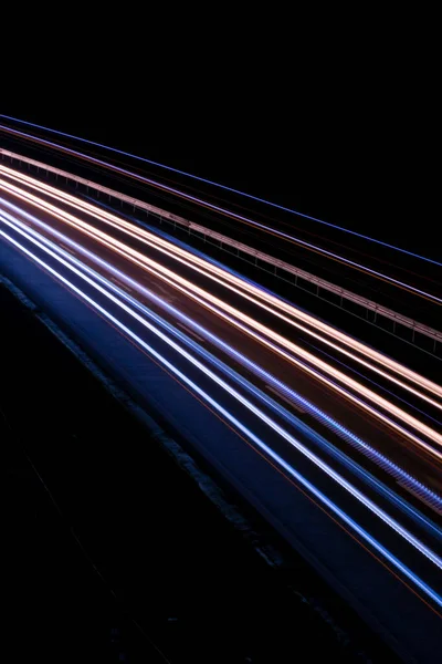 Lights Cars Night Long Exposure — Stock Photo, Image