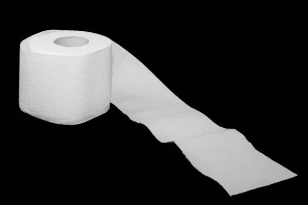 Wit Toiletpapier Een Zwarte Geïsoleerde Achtergrond — Stockfoto