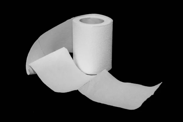 Wit Toiletpapier Een Zwarte Geïsoleerde Achtergrond — Stockfoto