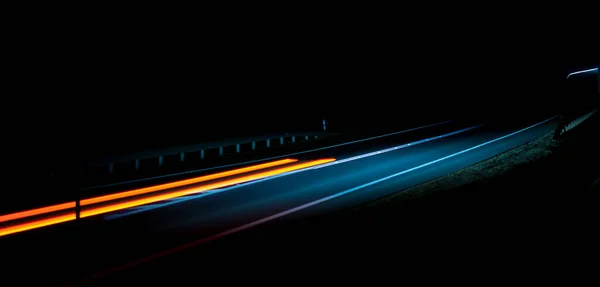 Abstract Red Car Lights Night Long Exposure — Stock Photo, Image