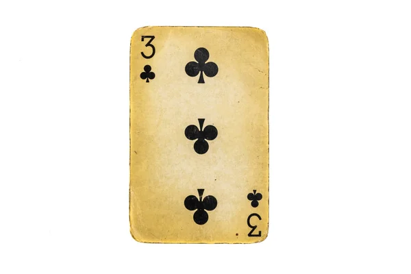 用白色隔离的旧的脏扑克牌 — 图库照片
